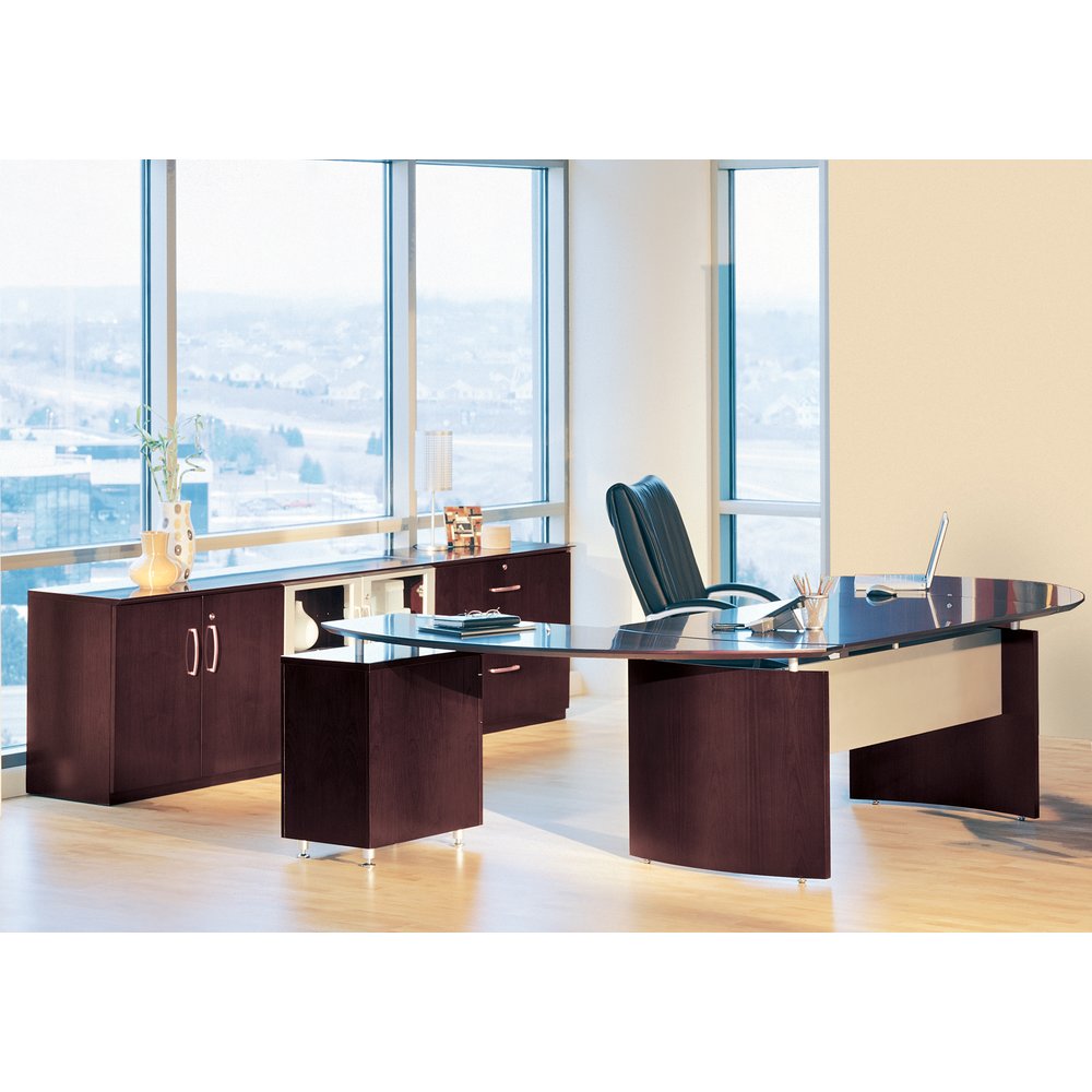 Mayline Napoli Desk Suite With Right Return In Mahogany Nt15mah