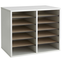 12 Comp. Wood Adjustable-Compartment Literature Organizer 
