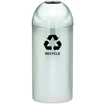 Dome Top Recycling Receptacle, Color: Polished Metal 