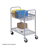 24"W Wire Mail Cart Cart; Carts; Mail cart; Office furniture; Mailroom furniture; Mailroom cart; Mail room cart; Mail room furniture; Delivery cart; Mail delivery cart; Gray cart; Gray carts; Gray mail cart; Gray office furniture