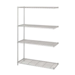 Industrial Wire Shelving - Add-on Unit - 48"W x 18"D x 72"H Industrial wire shelving; Industrial wire storage shelving; Industrial backroom shelving; Industrail back room shelving; Steel shelving; Storage shelving; Extra strength steel shelving; Garage storage; Backroom storage; Backroom shelving; Backroom organziation; Back room storage; Back room shelving; Back room organziation; Facility maintenance; Heavy duty steel shelving; Black steel shelving; Black storage shelving; Black extra strength steel shelving