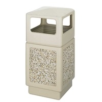 Canmeleon Outdoor Waste Receptacle Side Opening Color: Tan Aggregate panel receptacle; Trash Can; Trash receptalce; Waste receptacle; Trash bin; Outdoor trash can; Outdoor waste receptacle; Outdoor receptacle; Plastic receptacle; Outdoor garbage can; Garbage can; Waste containers; Waste container