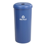Tall Round Recycling Receptacle Can recycling; Aluminum recycling; Recycling receptacles; Recycling collection cans; Recycling bins;  Recycling center bins; Recyling center; Break room recycling; Breakroom recycling; Office recycling