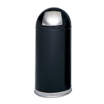 Dome Top Receptacle with Push Door Trash can; Garbage can; Trash cans; Waste can; Waste basket; Wasbasket; Trash bins; Trash collection; Trash collection bins; Steel trash can; Steel garbage can; Dome top trash can; Dome top garbage can; Push door trash can; Push door garbage can