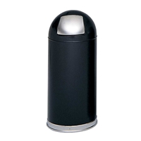 Dome Top Receptacle with Push Door Trash can; Garbage can; Trash cans; Waste can; Waste basket; Wasbasket; Trash bins; Trash collection; Trash collection bins; Steel trash can; Steel garbage can; Dome top trash can; Dome top garbage can; Push door trash can; Push door garbage can