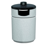 Poly-Lite Crete 27 Gallon Round Trash Side Load with Hide-A-Butt Top Receptacle 