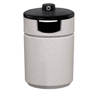 Poly-Lite Crete 60 Gallon Round Trash Side Load with Hide-A-Butt Top Receptacle 