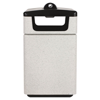 Poly-Lite Crete 47 Gallon Square Trash Side Load with Hide-A-Butt Top and Access Door Receptacle 