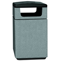 Poly-Lite Crete 47 Gallon Square Trash Side Load with Access Door Receptacle 